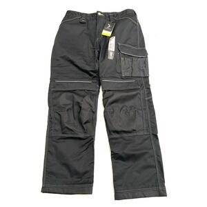 NEW Portwest PW3 Work Trouser Mens 36 Black T601‎ Cargo Utility Drop Hem Pants